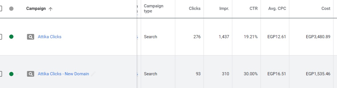 Google Ads campaign overview for high-ticket real estate developer with conversion tracking